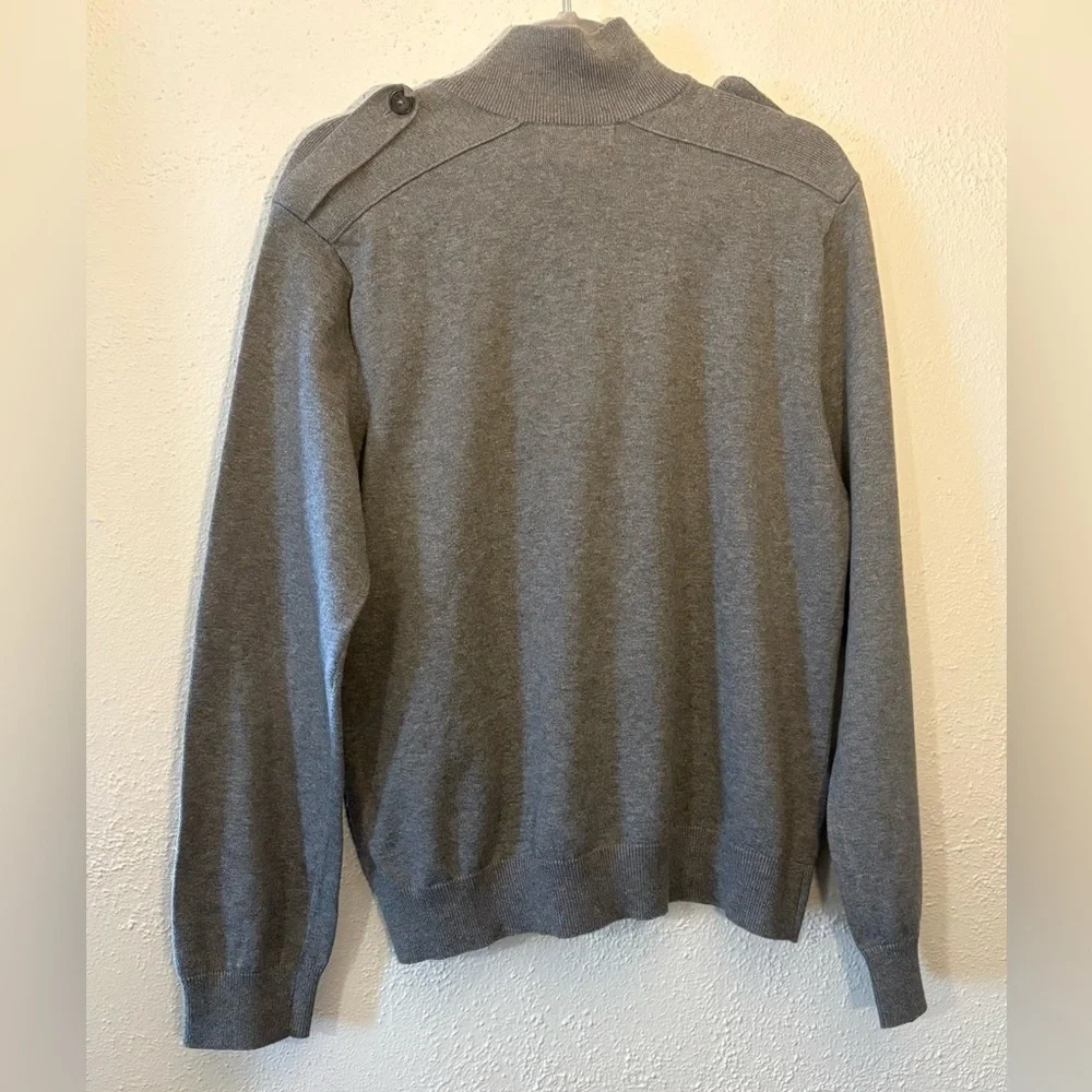 Preppy Banana Republic Mock Neck 1/4 Zip Cotton Sweater Men's Large Gray